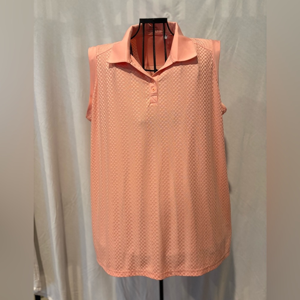Nancy Lopez Peach Sleeveless Polo Top 2X